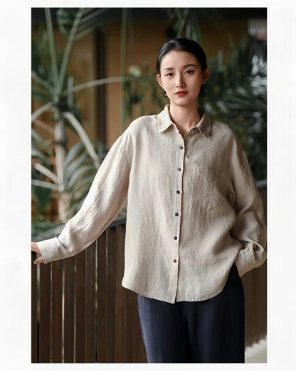 Women's Vintage Chinese Style Blouse – Ramie – additional product view