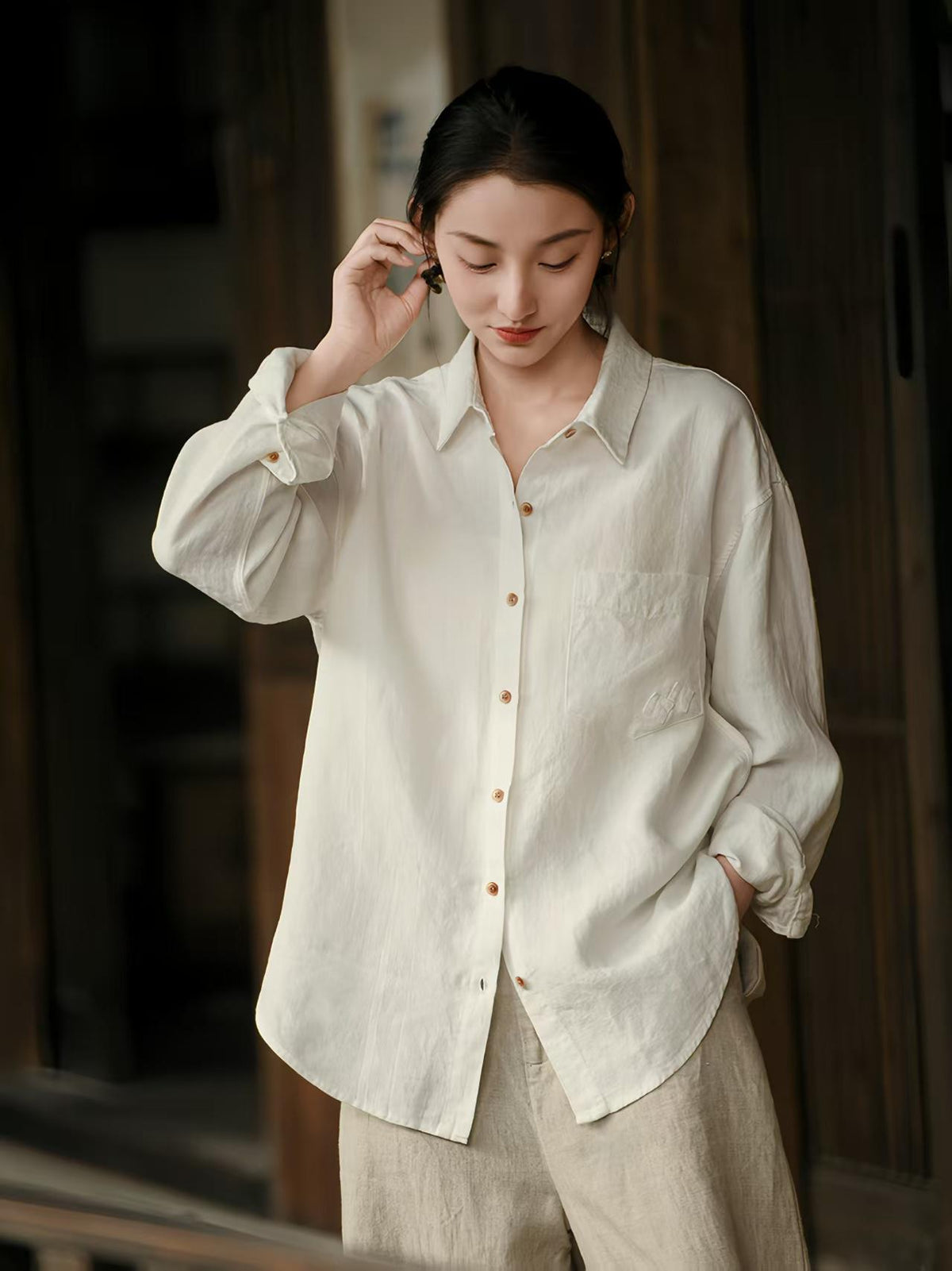 Women's Vintage Chinese Style Blouse – Ramie