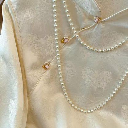 Women's Embroidered Satin Chinese Style Blouse – additional product view