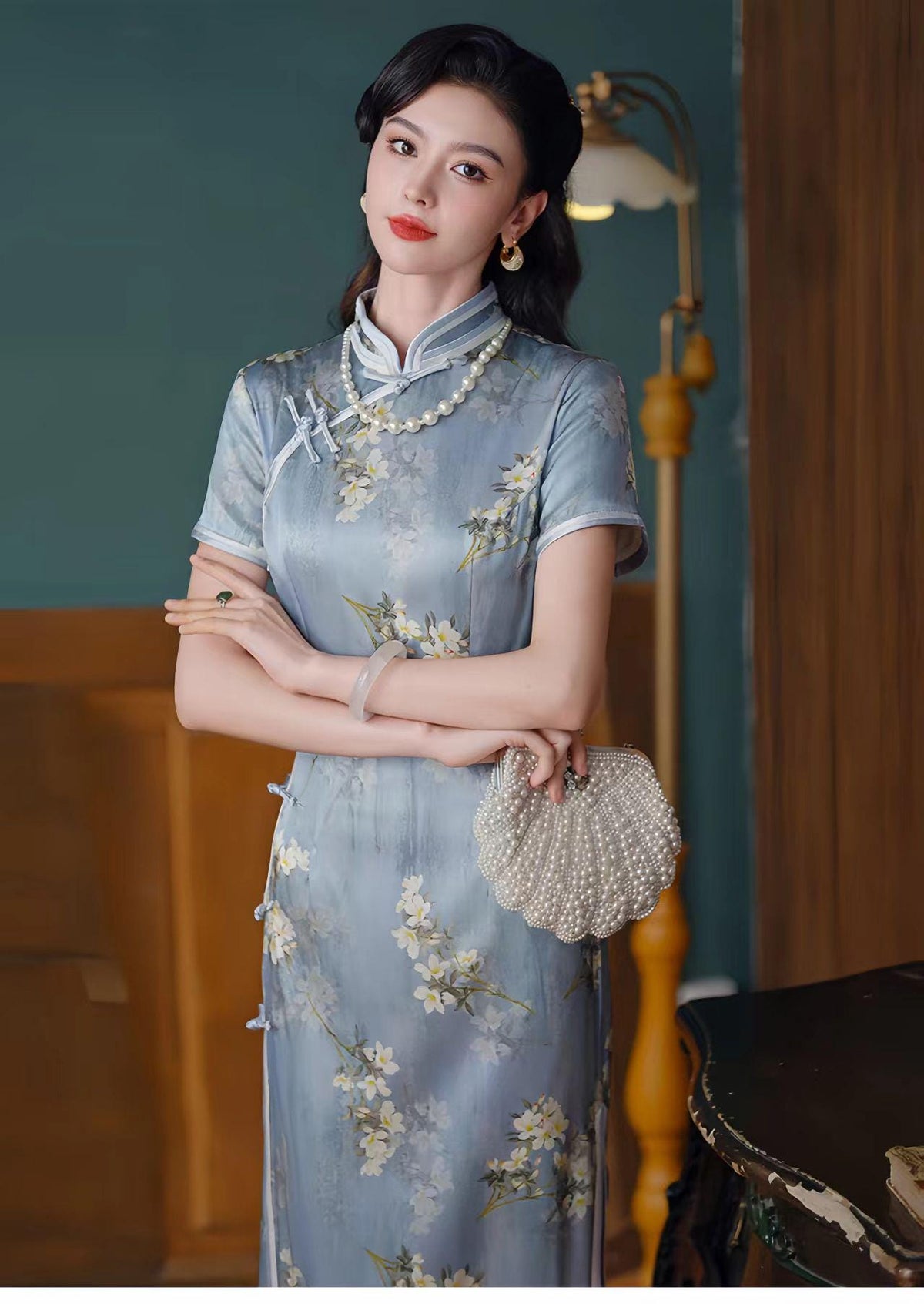 Women's Vintage Silk Qipao Cheongsam Dress – additional product view