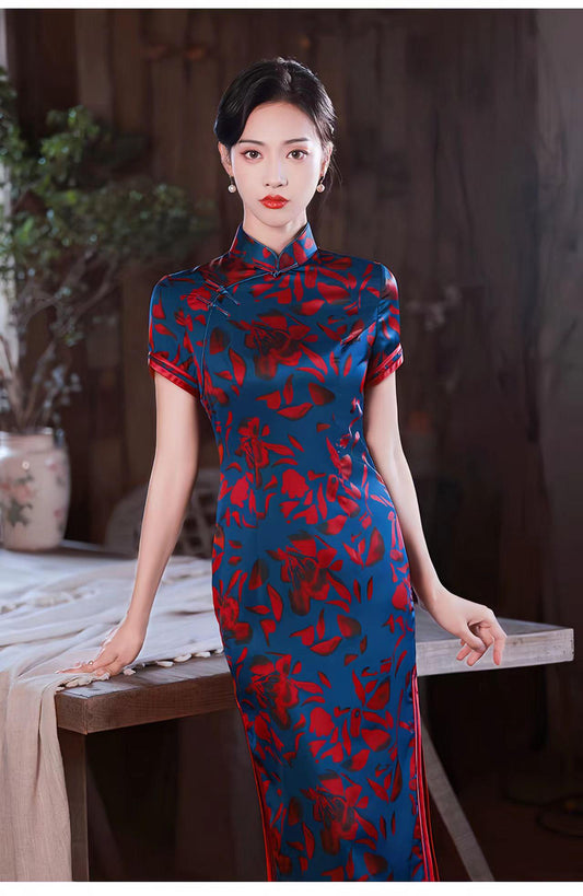 Women's Vintage Silk Qipao Cheongsam Dress