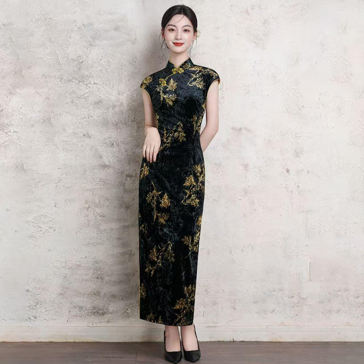 Women's Black Vintage Qipao Cheongsam Dress – additional product view
