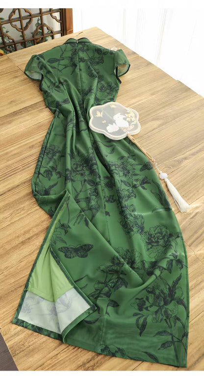 Women's Green Elegant Qipao Cheongsam Dress – Maxi – additional product view