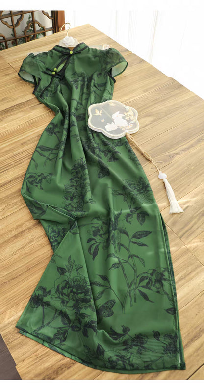 Women's Green Elegant Qipao Cheongsam Dress – Maxi – additional product view