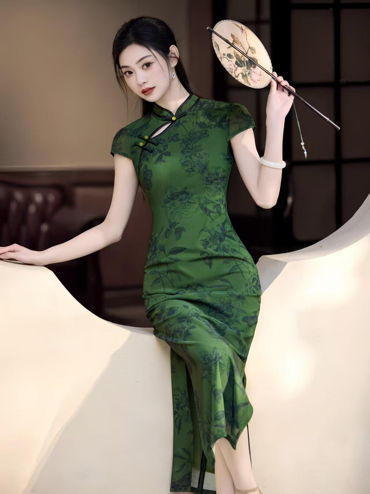 Women's Green Elegant Qipao Cheongsam Dress – Maxi