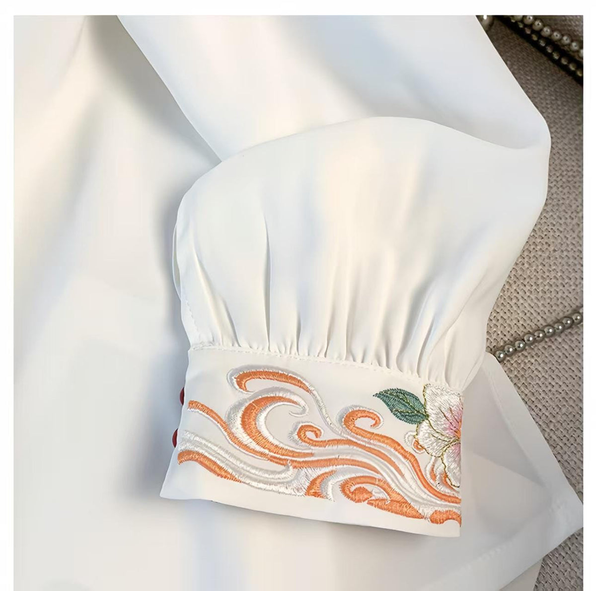 Women's Embroidered Chinese Style Blouse – Mandarin Collar – additional product view