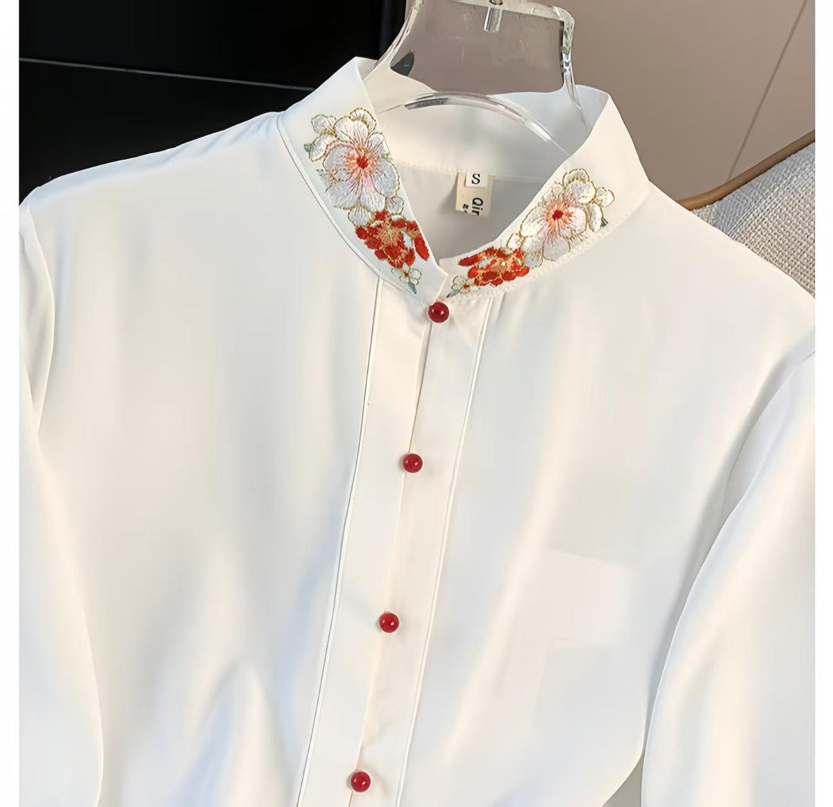 Women's Embroidered Chinese Style Blouse – Mandarin Collar – additional product view