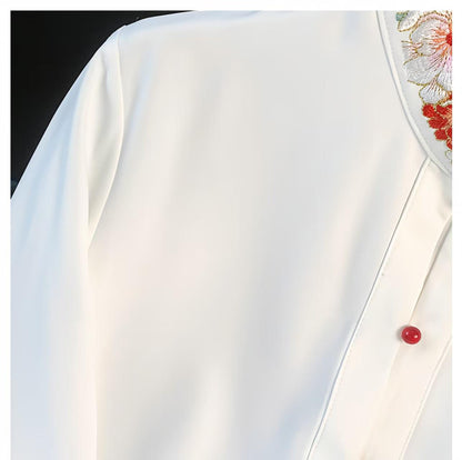 Women's Embroidered Chinese Style Blouse – Mandarin Collar – additional product view