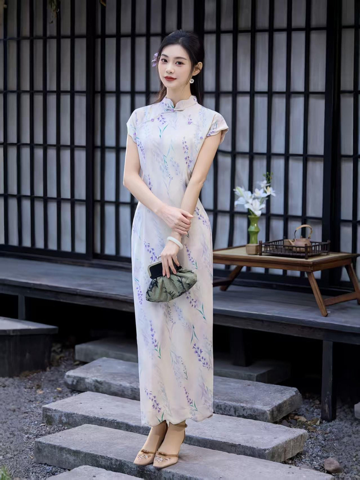 Women's Vintage Qipao Cheongsam Dress – Long Mandarin Collar – additional product view