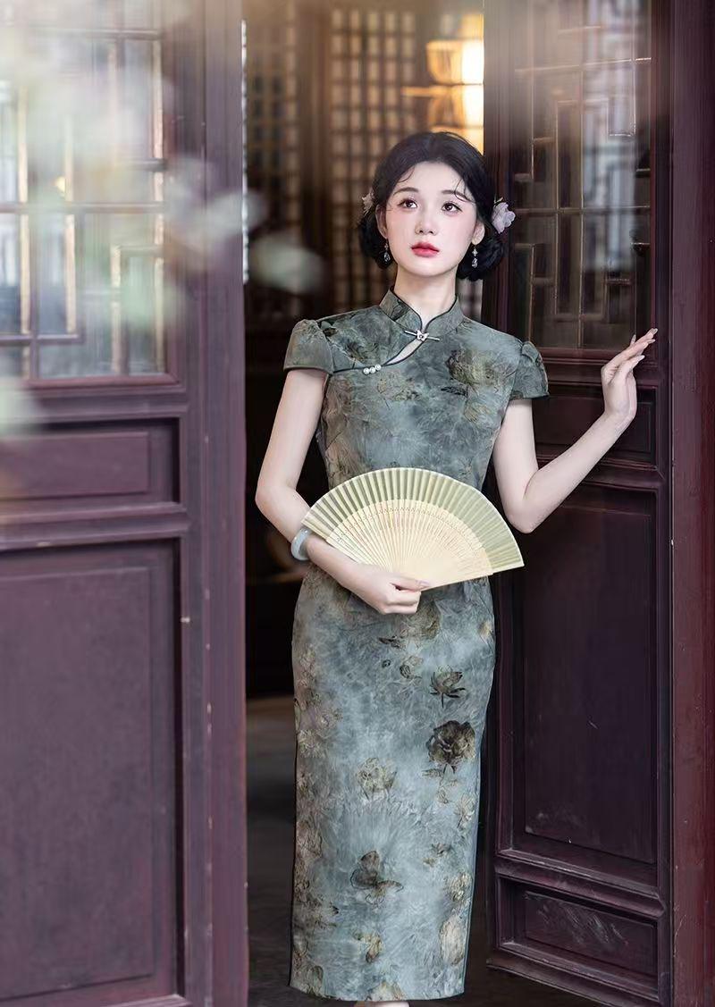 Women's Purple Vintage Qipao Cheongsam Dress – Fitted – additional product view