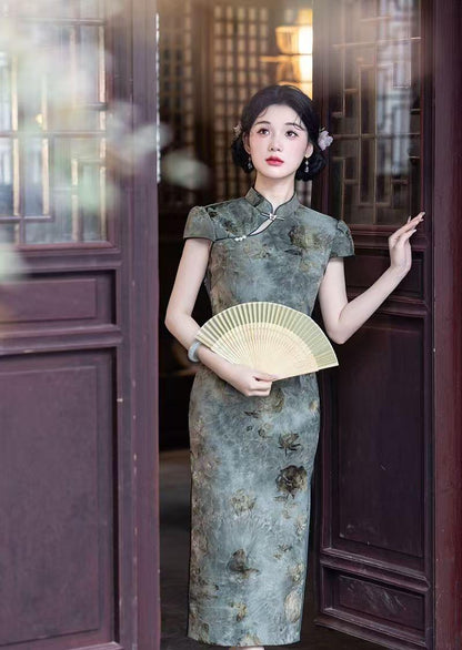 Women's Purple Vintage Qipao Cheongsam Dress – Fitted – additional product view