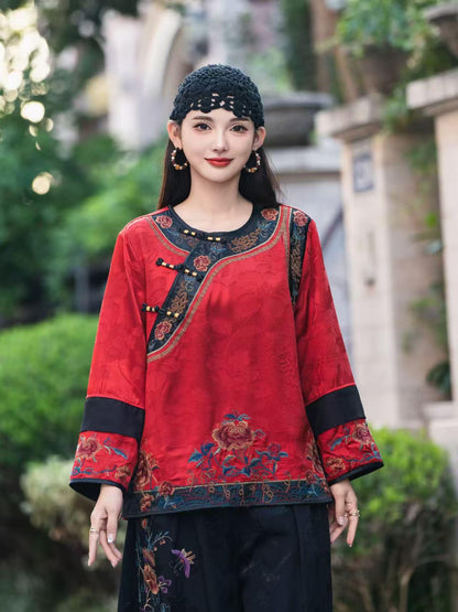Women's Embroidered Chinese Style Blouse – additional product view