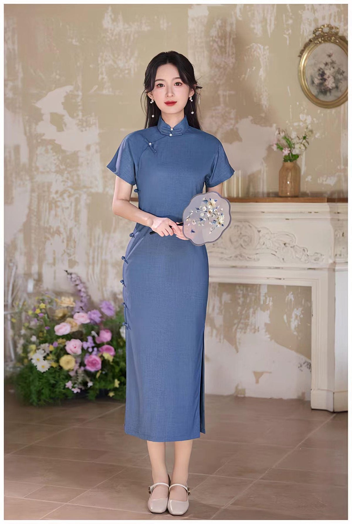 Women's Vintage Qipao Cheongsam Dress – Midi Fitted – additional product view