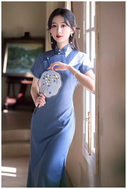 Women's Vintage Qipao Cheongsam Dress – Midi Fitted – additional product view