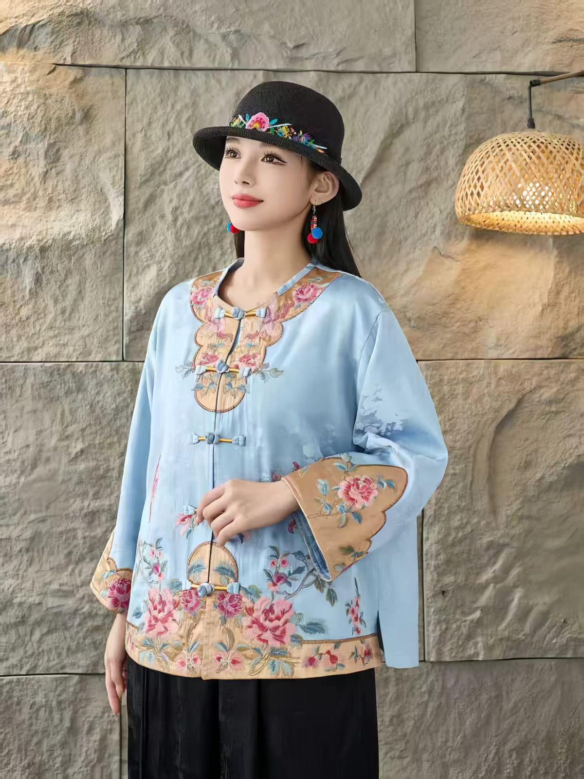 Women's Floral Satin Chinese Tang Jacket – additional product view