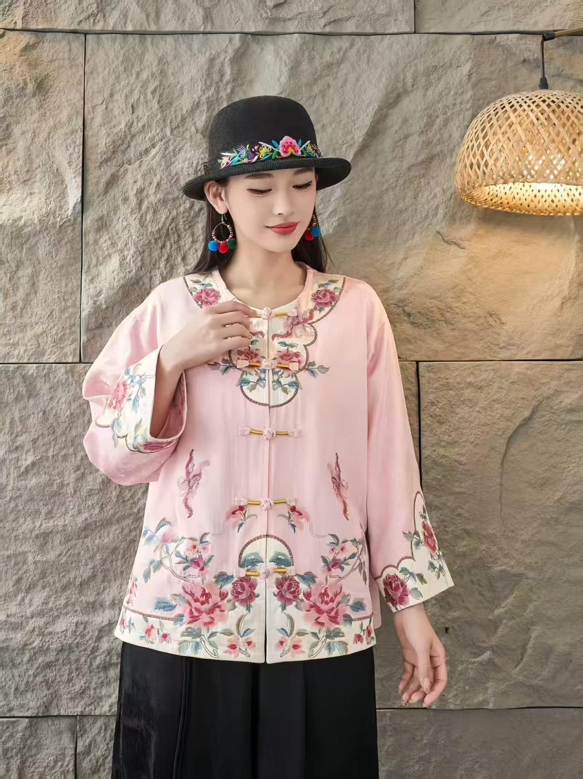 Women's Floral Satin Chinese Tang Jacket – additional product view