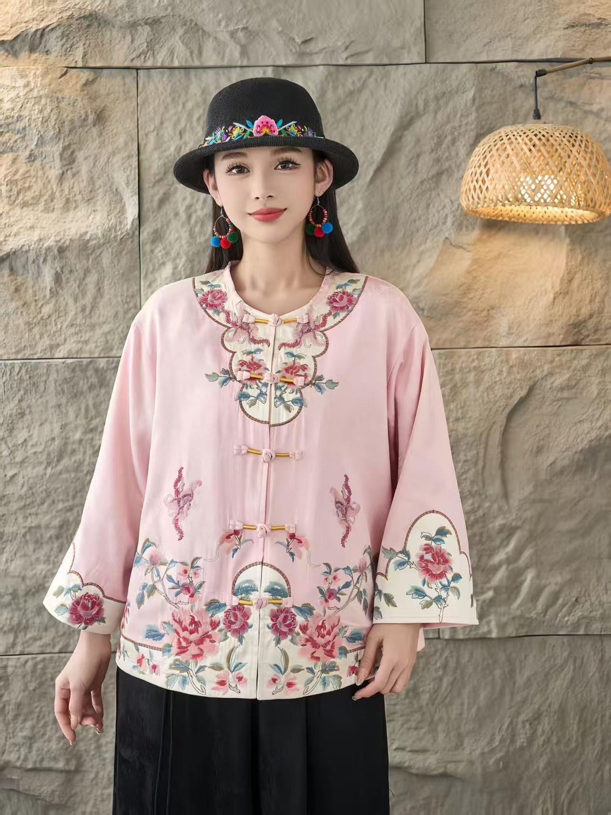 Women's Floral Satin Chinese Tang Jacket – additional product view