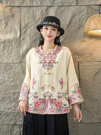 Women's Floral Satin Chinese Tang Jacket – additional product view