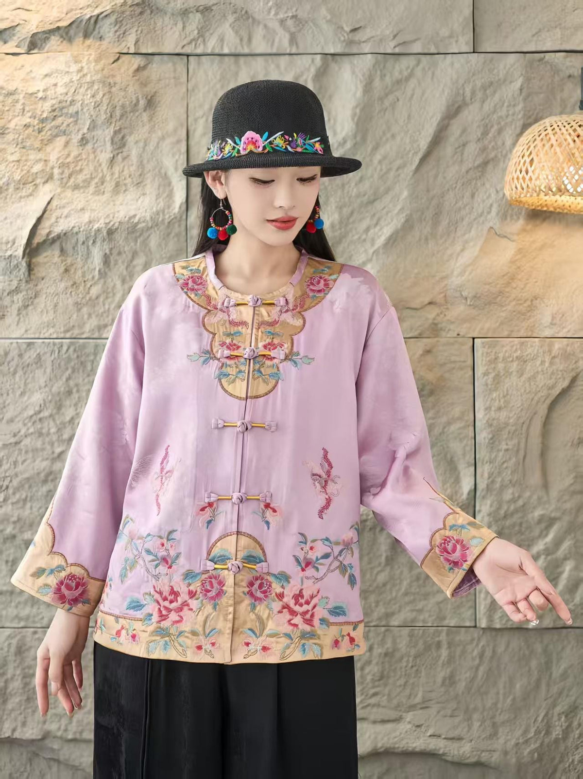 Women's Floral Satin Chinese Tang Jacket