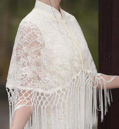 Women's White Vintage Modern Chinese Two-Piece Set – additional product view