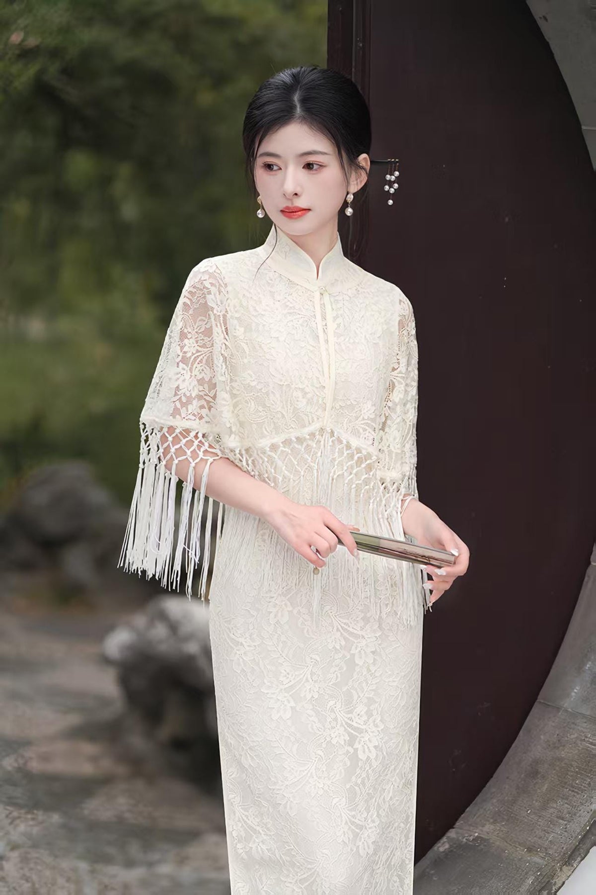 Women's White Vintage Modern Chinese Two-Piece Set – additional product view
