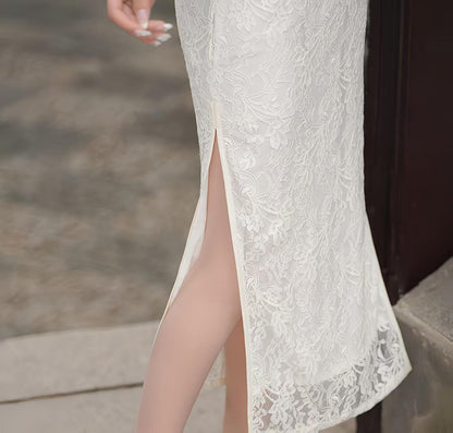 Women's White Vintage Modern Chinese Two-Piece Set – additional product view