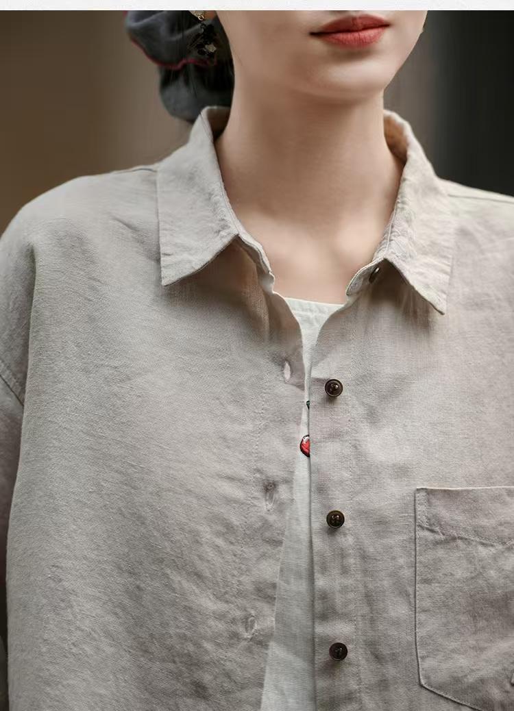 Women's Vintage Chinese Style Blouse – Ramie – additional product view
