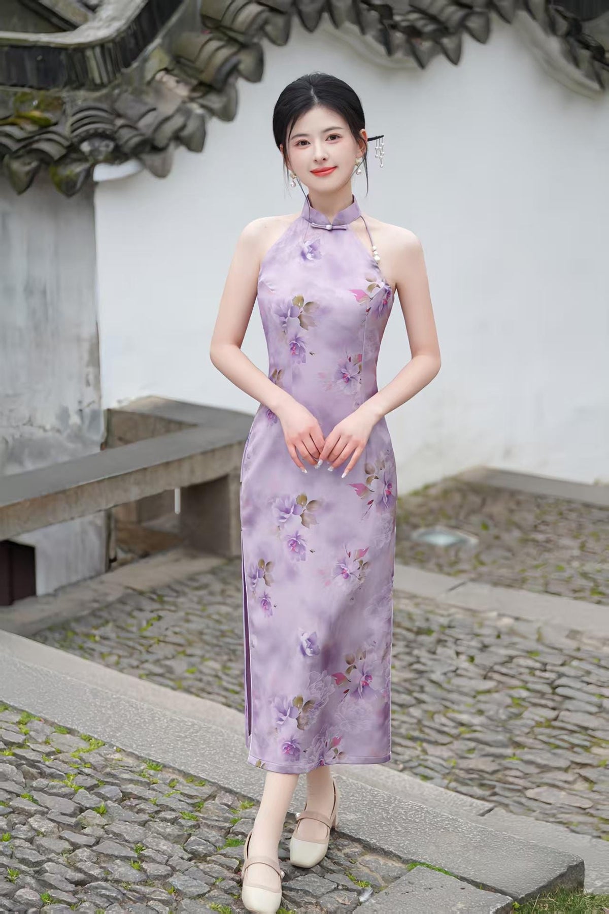 Women's Floral Qipao Cheongsam Dress – additional product view