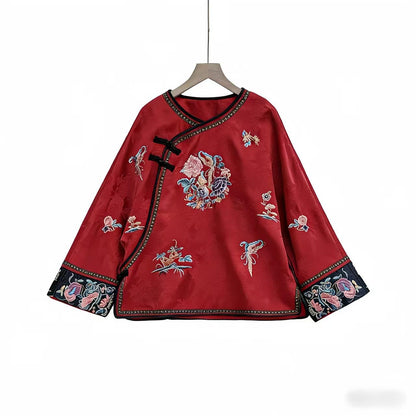 Women's Floral Chinese Tang Jacket – Purple Jacquard