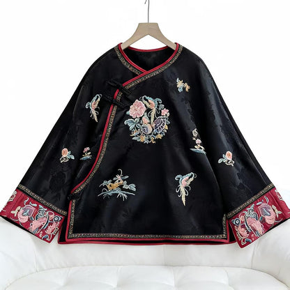 Women's Floral Chinese Tang Jacket – Purple Jacquard – additional product view