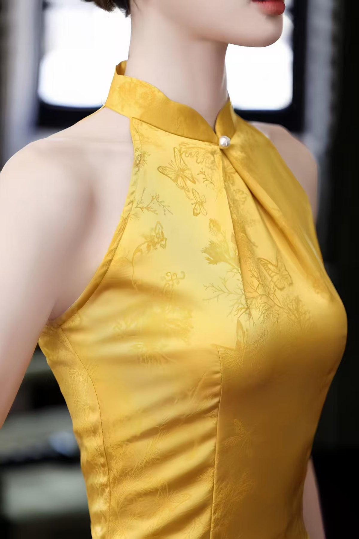Women's Gold Vintage Qipao Cheongsam Dress – additional product view