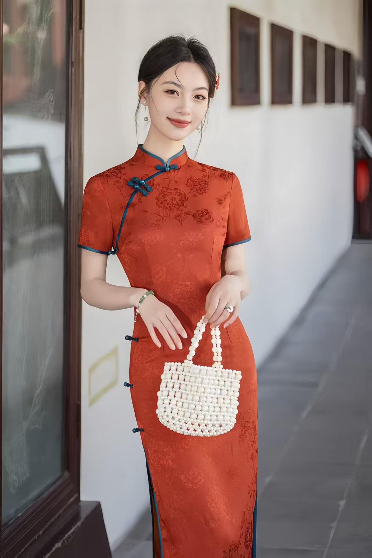 Women's Red Vintage Qipao Cheongsam Dress – Jacquard