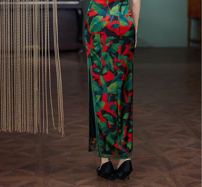Women's Green Elegant Silk Qipao Cheongsam Dress – additional product view