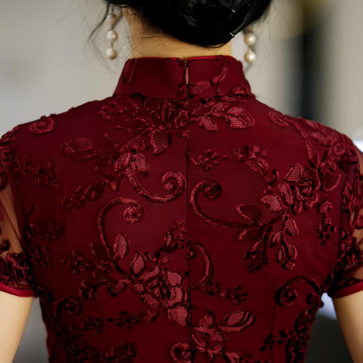 Women's Elegant Velvet Qipao Cheongsam Dress – Fitted – additional product view