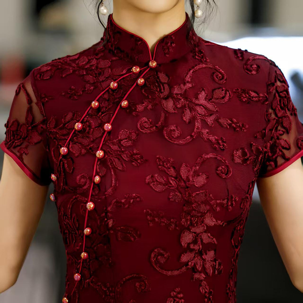 Women's Elegant Velvet Qipao Cheongsam Dress – Fitted – additional product view