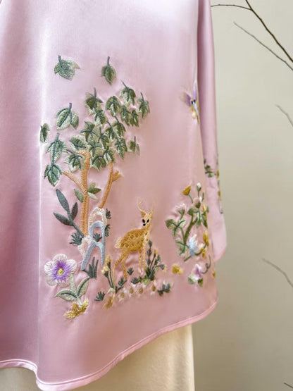 Women's Embroidered Chinese Style Blouse – Deer – additional product view