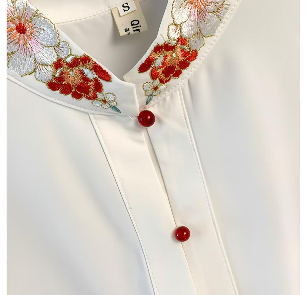 Women's Embroidered Chinese Style Blouse – Mandarin Collar – additional product view