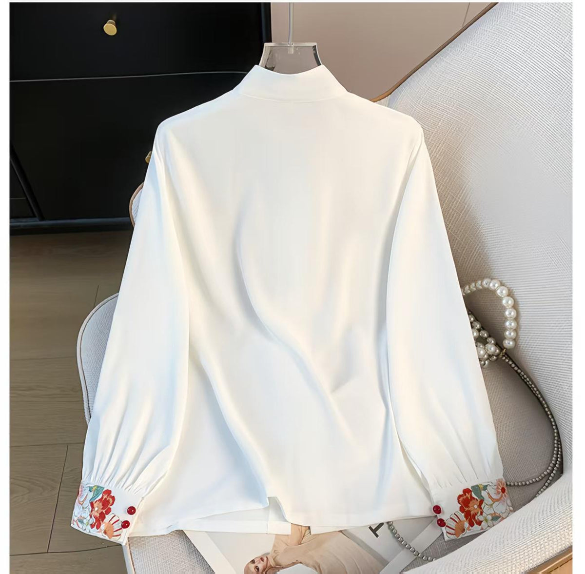 Women's Embroidered Chinese Style Blouse – Mandarin Collar – additional product view
