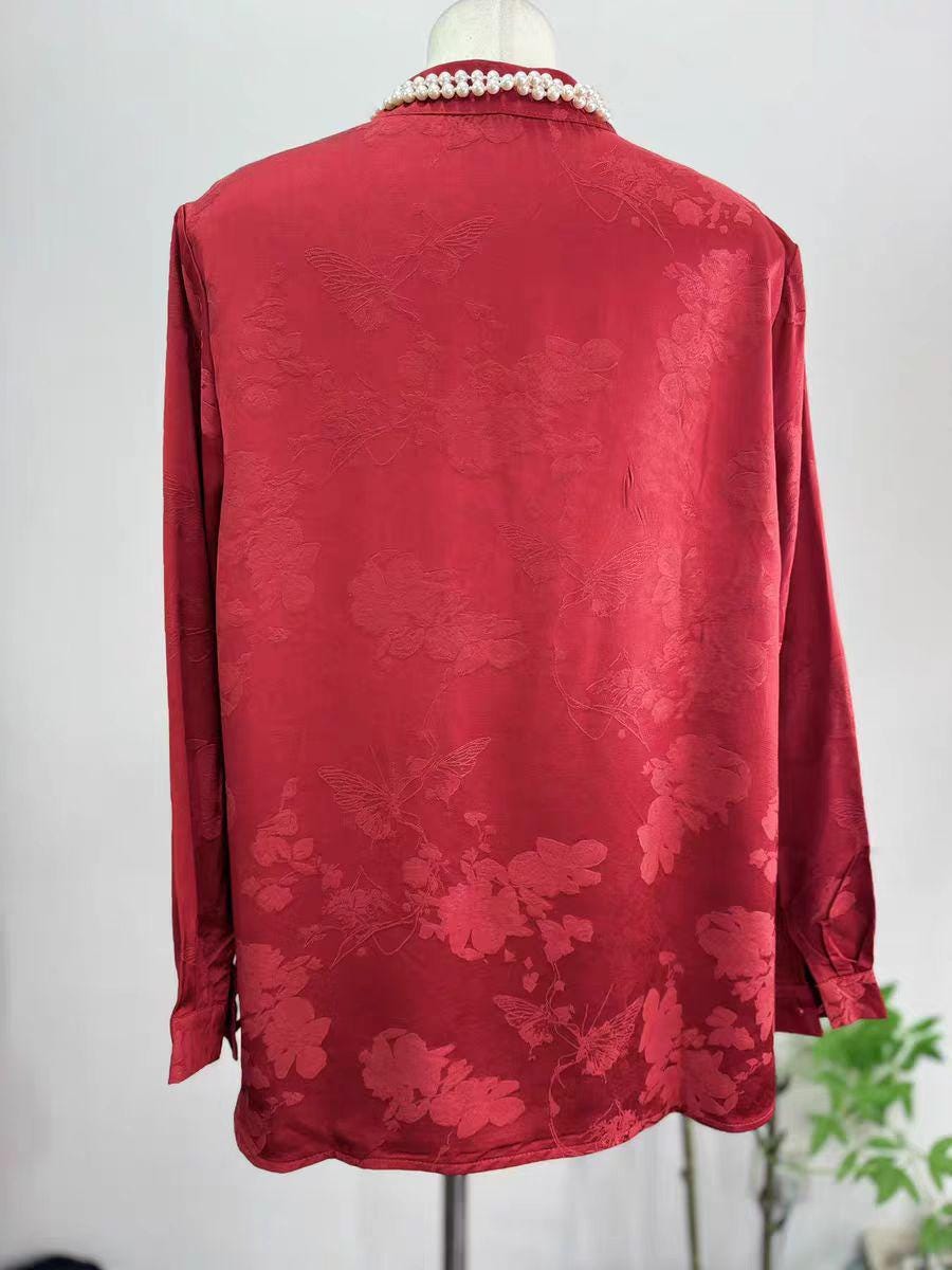 Women's Jacquard Chinese Style Blouse – additional product view