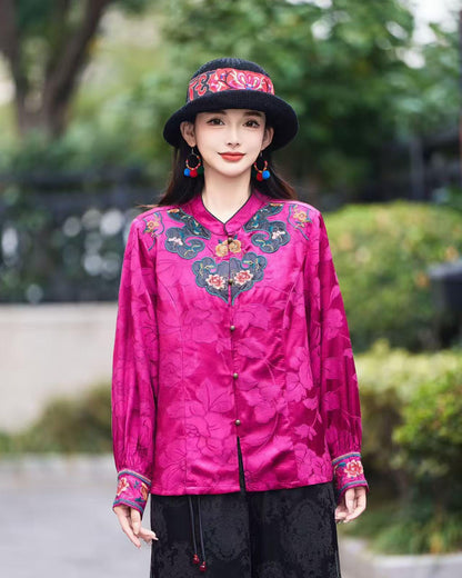 Women's Embroidered Vintage Chinese Style Blouse – additional product view