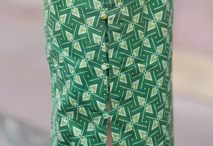 Women's Green Vintage Qipao Cheongsam Dress – Geometric Fitted – additional product view