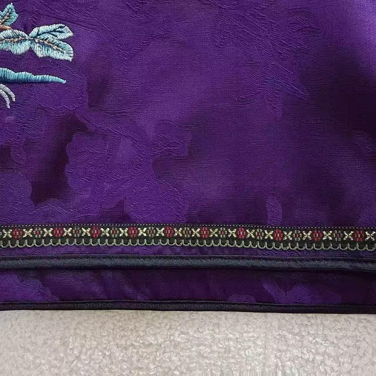 Women's Floral Chinese Tang Jacket – Purple Jacquard – additional product view
