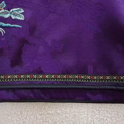 Women's Floral Chinese Tang Jacket – Purple Jacquard – additional product view