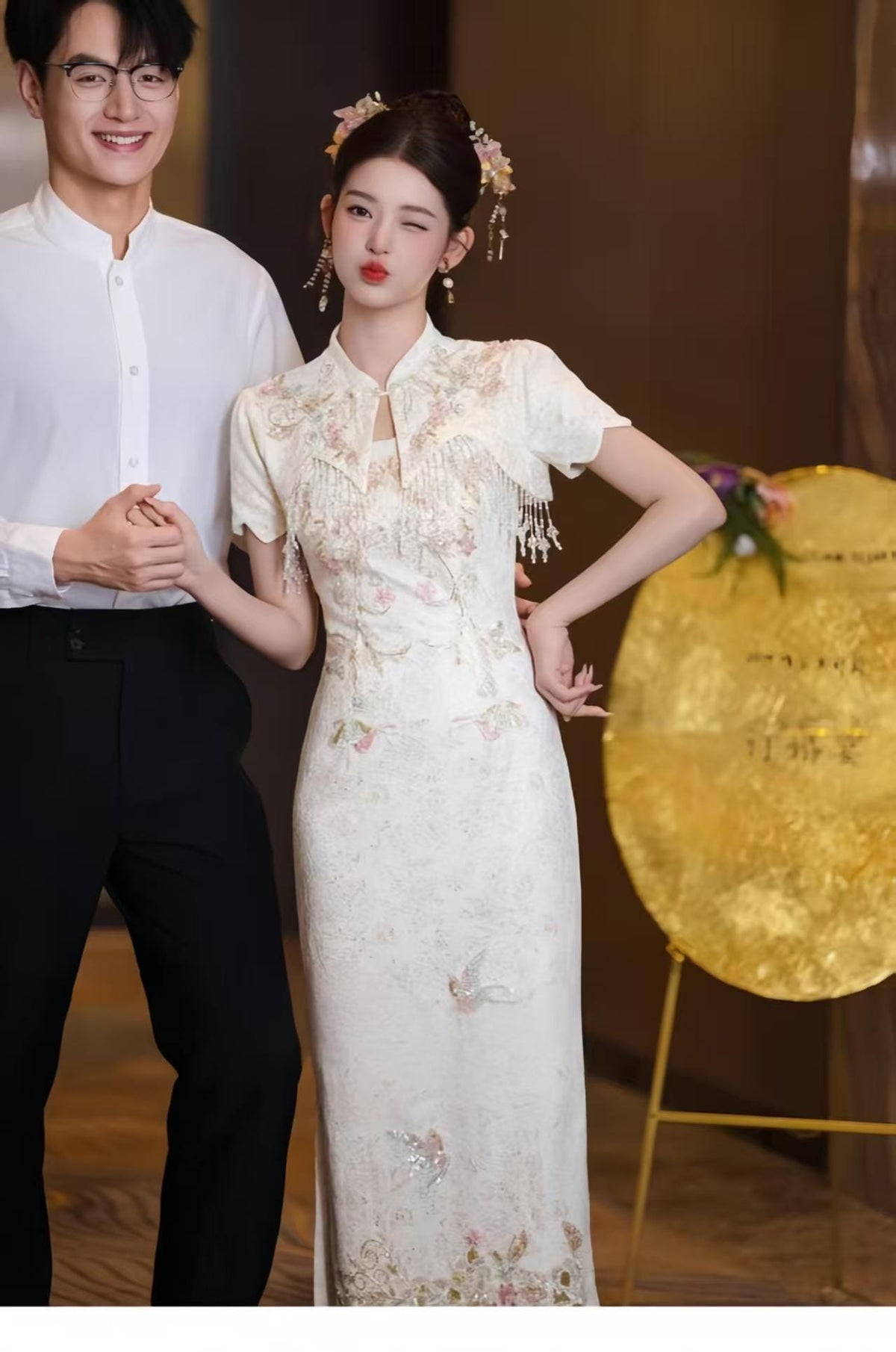 Women's Elegant Modern Chinese Two-Piece Set – Maxi Fitted