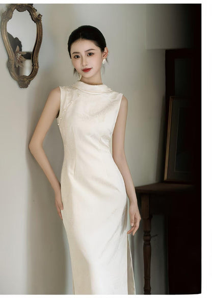 Women's White Elegant Qipao Cheongsam Dress – Fitted