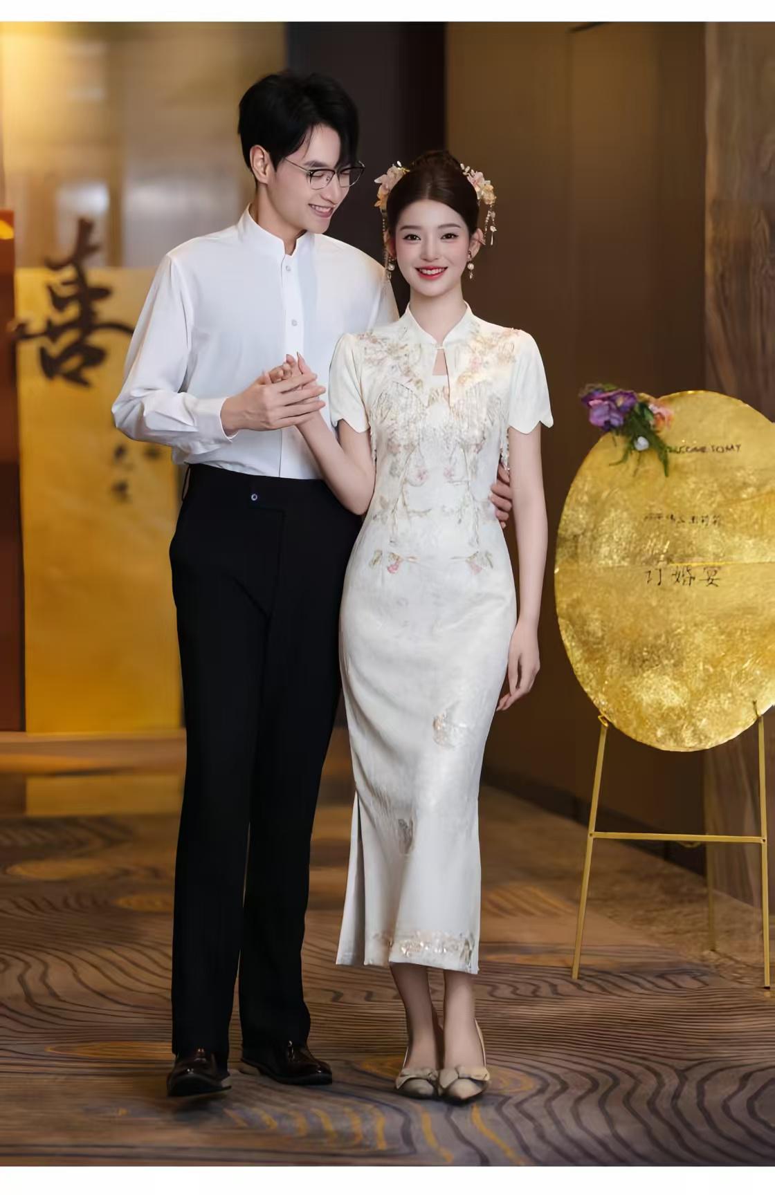 Women's Elegant Modern Chinese Two-Piece Set – Maxi Fitted – additional product view