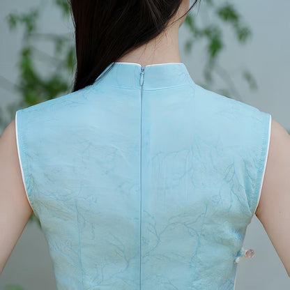 Women's Blue Vintage Qipao Cheongsam Dress – additional product view