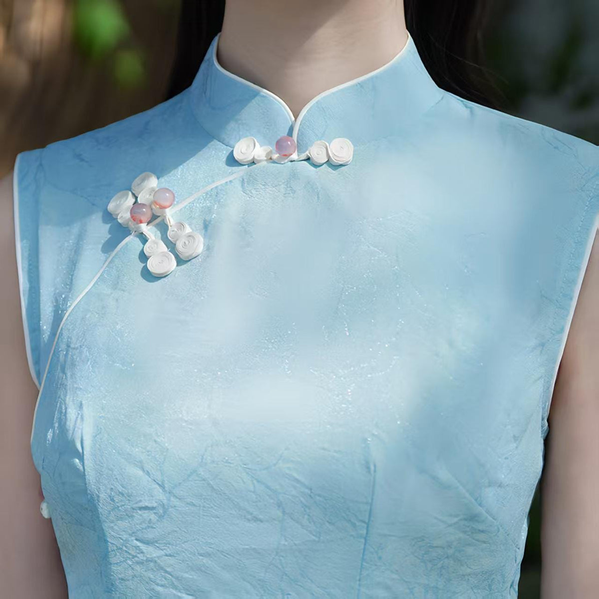 Women's Blue Vintage Qipao Cheongsam Dress – additional product view
