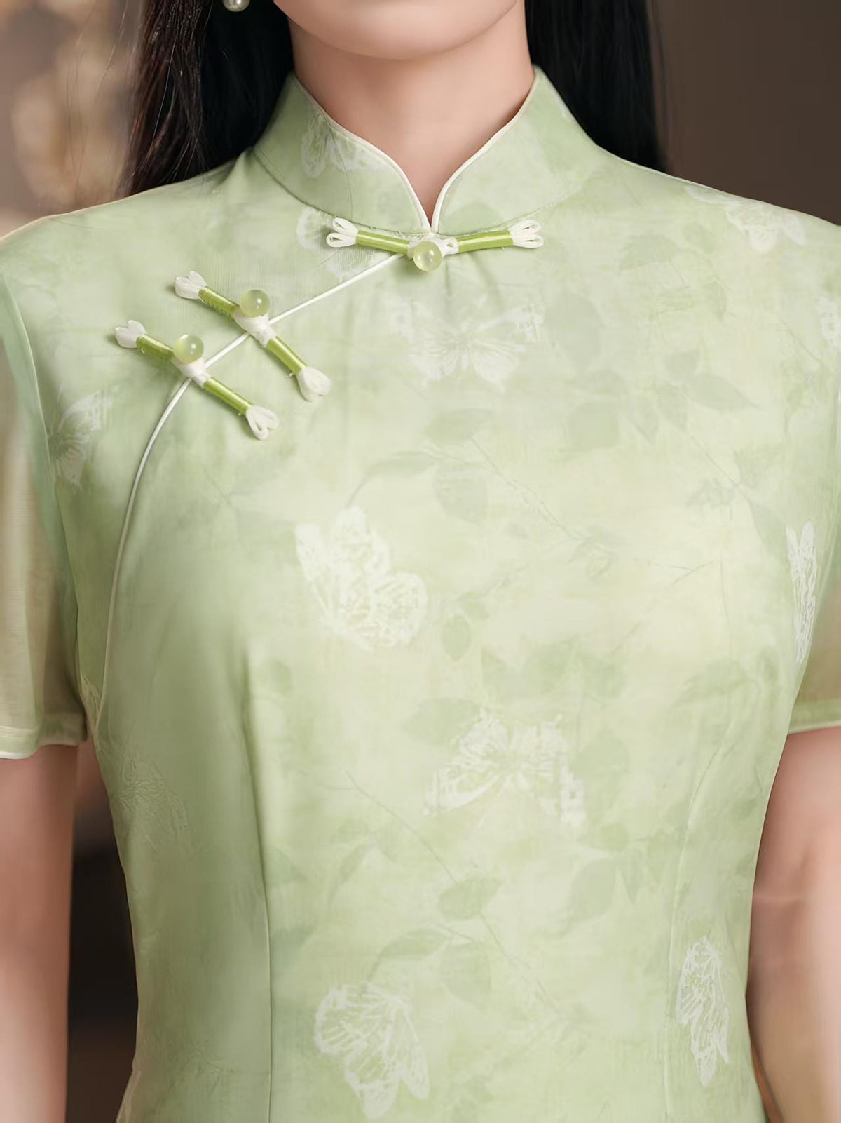 Women's Green Vintage Qipao Cheongsam Dress – additional product view
