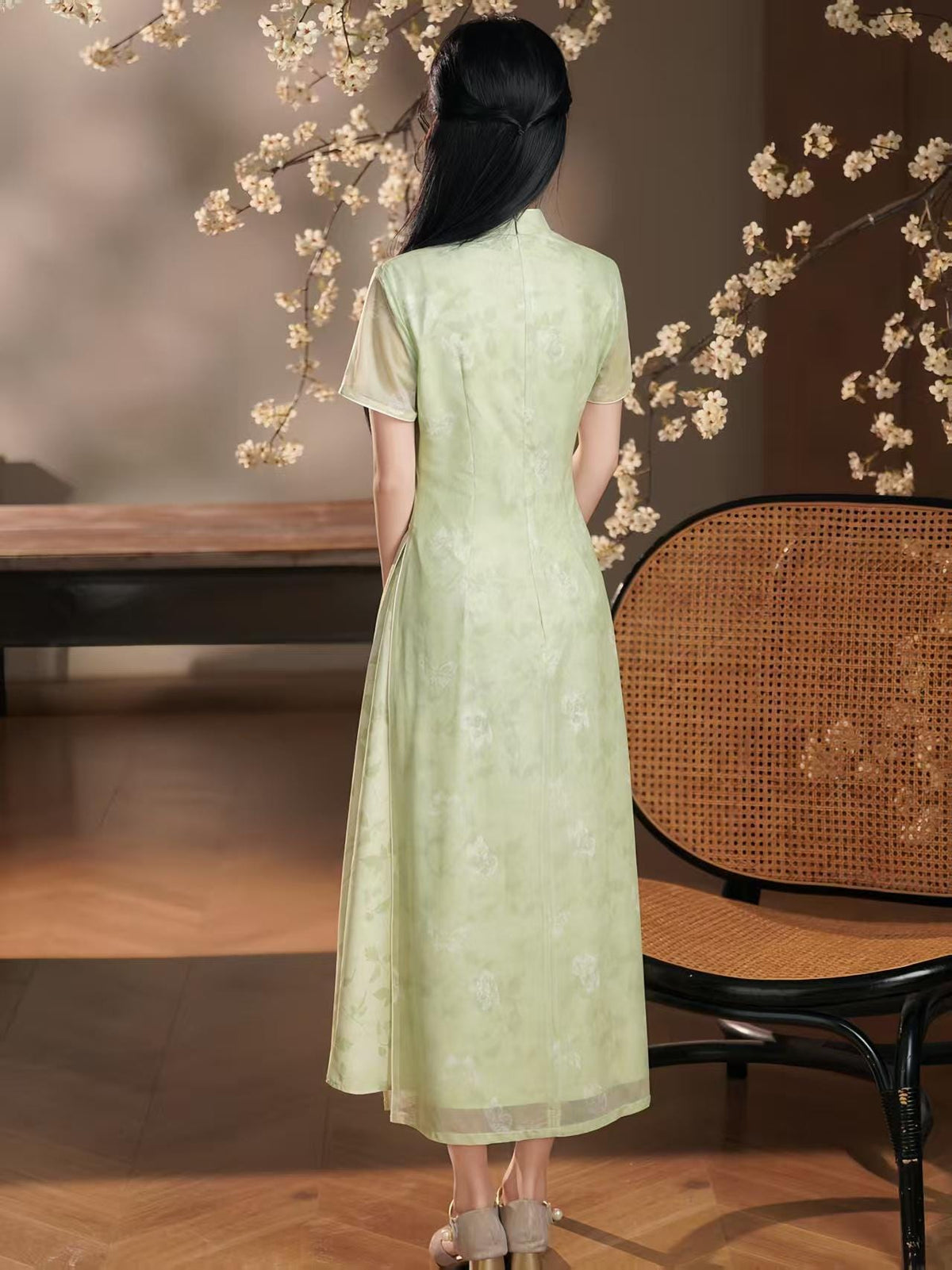 Women's Green Vintage Qipao Cheongsam Dress – additional product view